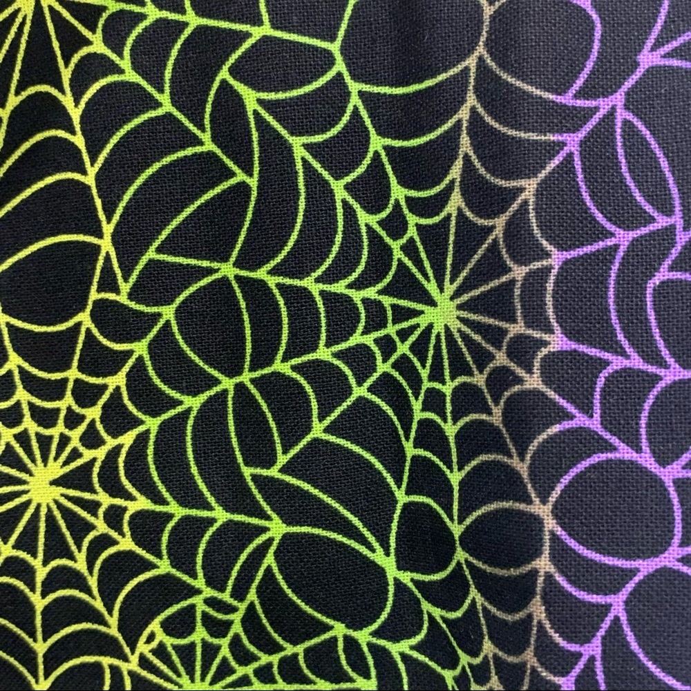 Halloween fabric cotton sewing quilting fabric Rainbow skeletons & Spider Webs - Picture 2 of 5